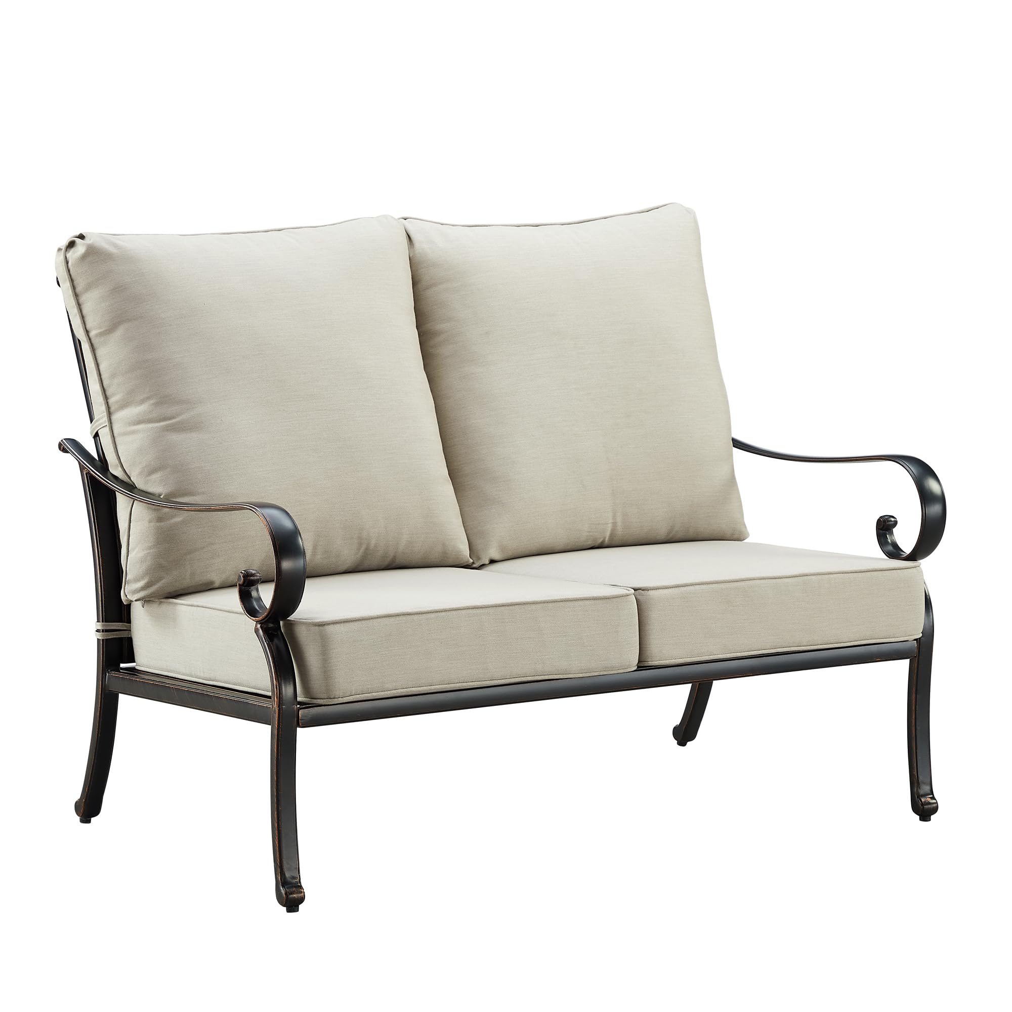 Black Aluminum Patio Deep Seating Outdoor Two Seater Loveseat