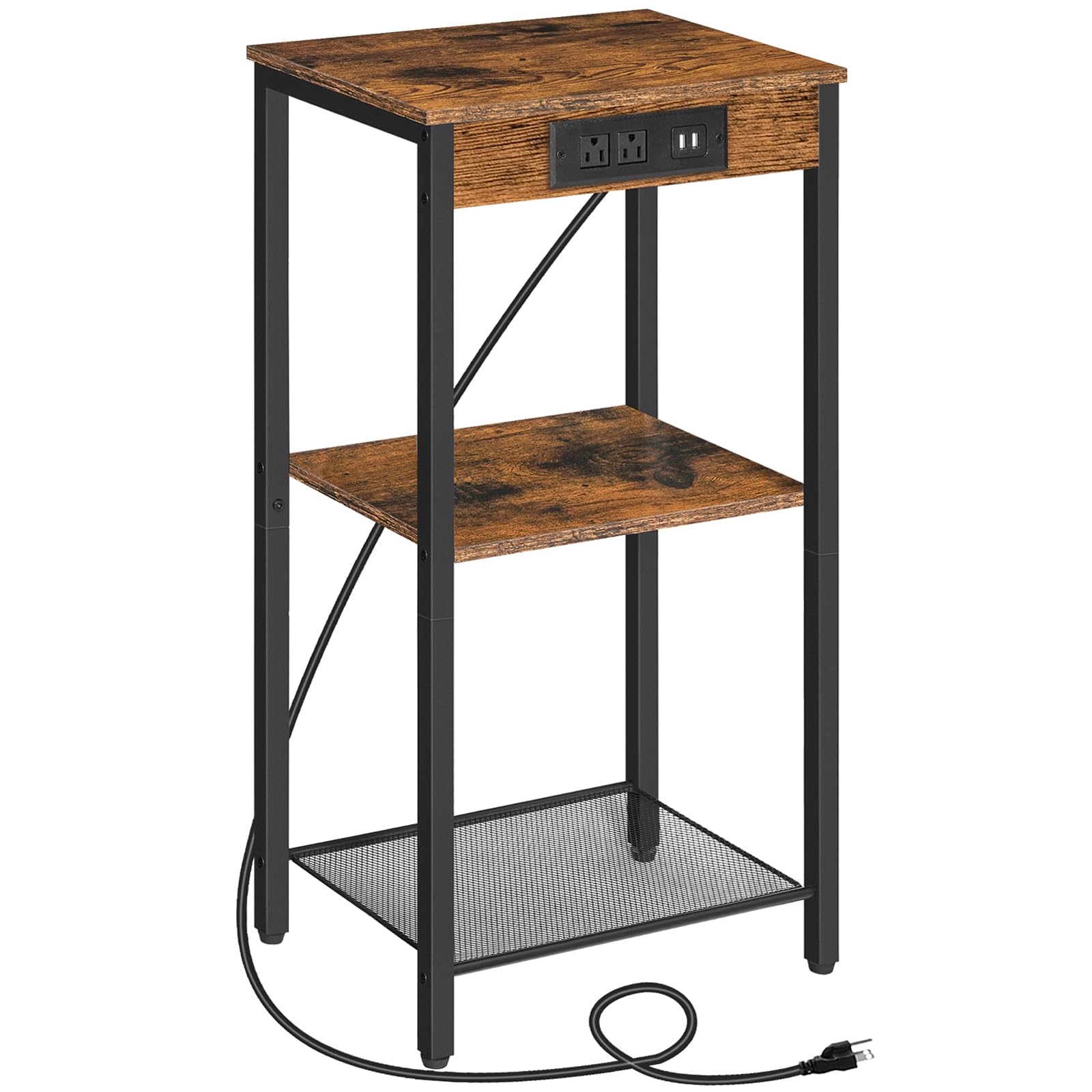 Tall End Table with Charging Station