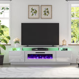 Fireplace TV Stand with 40" Fireplace, 80" Modern High Gloss Fireplace Entertainment