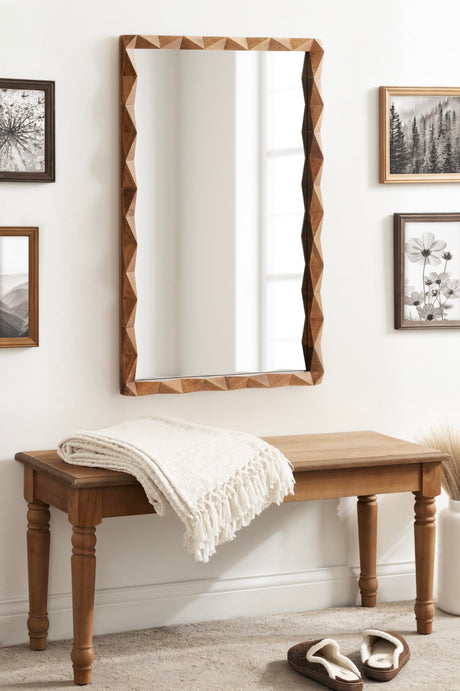 Endicott Modern Geometric Rectangle Wall Mirror, 24 x 36, Natural Rustic