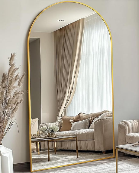 Full Length Mirror, 41"x81" Arched Floor Mirror Freestanding, Oversized Floor Standing