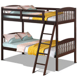 Twin Bunk Beds, Convertible Into Two Individual Solid Rubberwood Beds, Children Twin