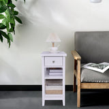 End Table with Drawer and Double Shelves, Side Table Sofa Table Nightstand