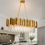 Modern Gold Crystal Chandelier Hanging Ceiling Light Fixture 12 Lights Round Crystal