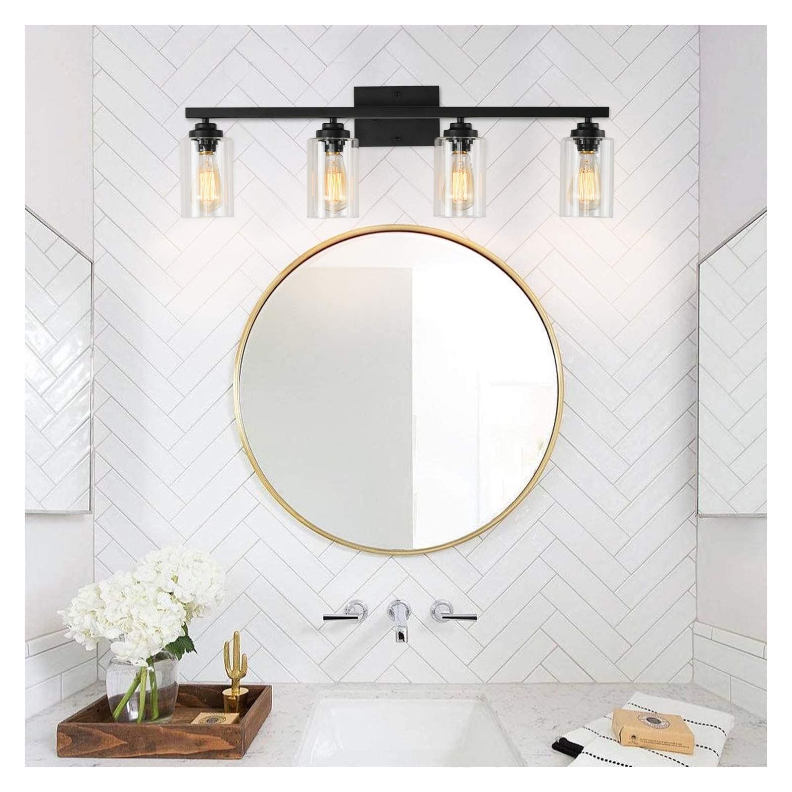 Bathroom Vanity Light Fixtures 4 Lights Wall Sconces Industrial Vintage Lighting Fixture