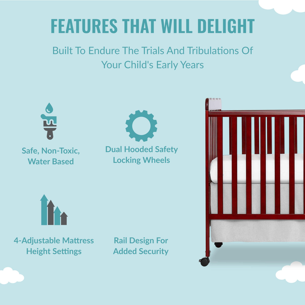 Carson Classic 3-In-1 Convertible Crib In Cherry, Made Of Sustainable Pinewood,