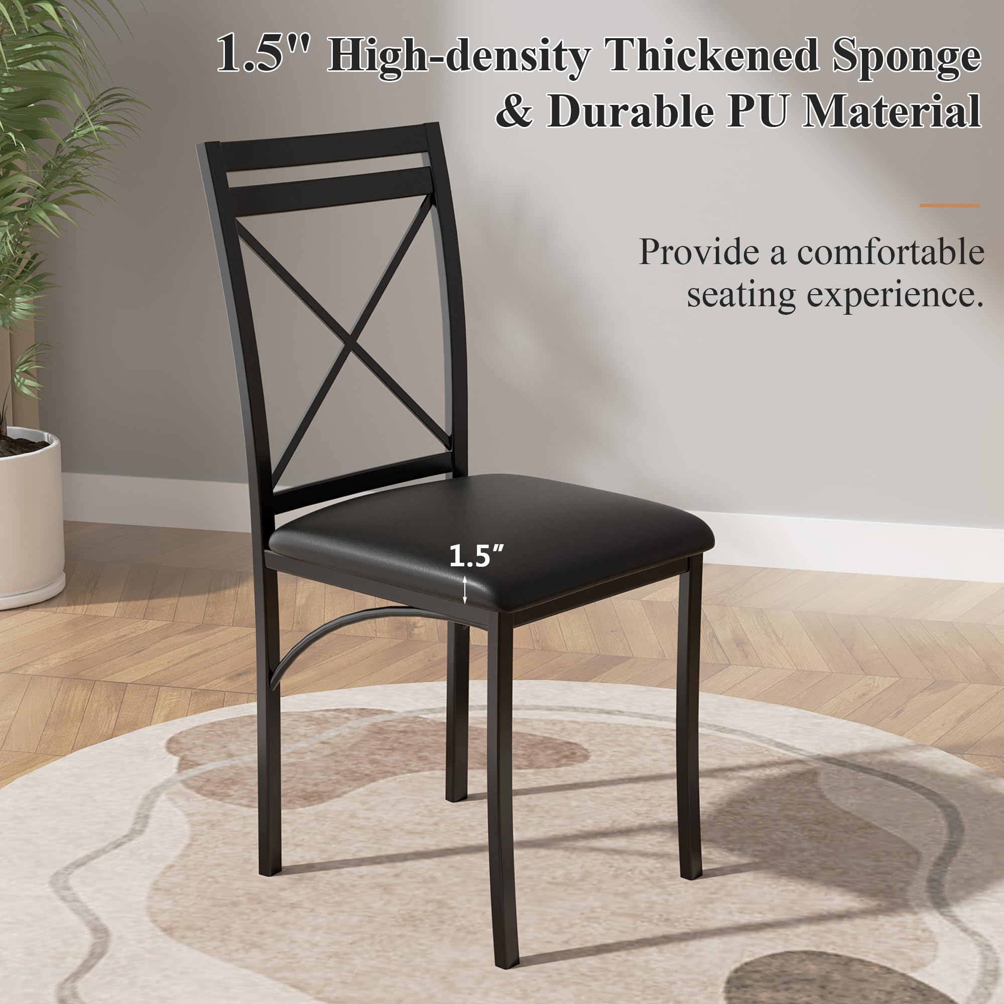 5-Piece Faux Marble Dining Set for 4