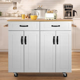 Kitchen Island with Storage on Wheels, Rolling Kitchen Island with 2 Drawers