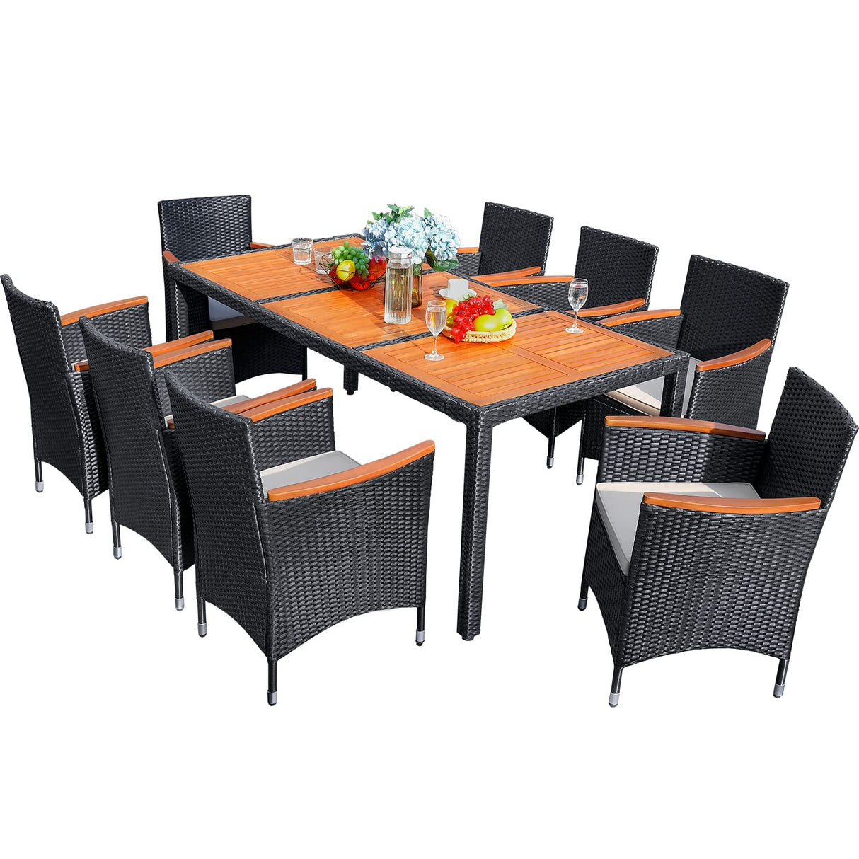 Patio Dining Set Outdoor Acacia Wood Table and Chairs