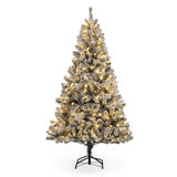 Pre-Lit Artificial Christmas Tree with Warm White Lights, 6FT Tall Lighted Xmas Tree