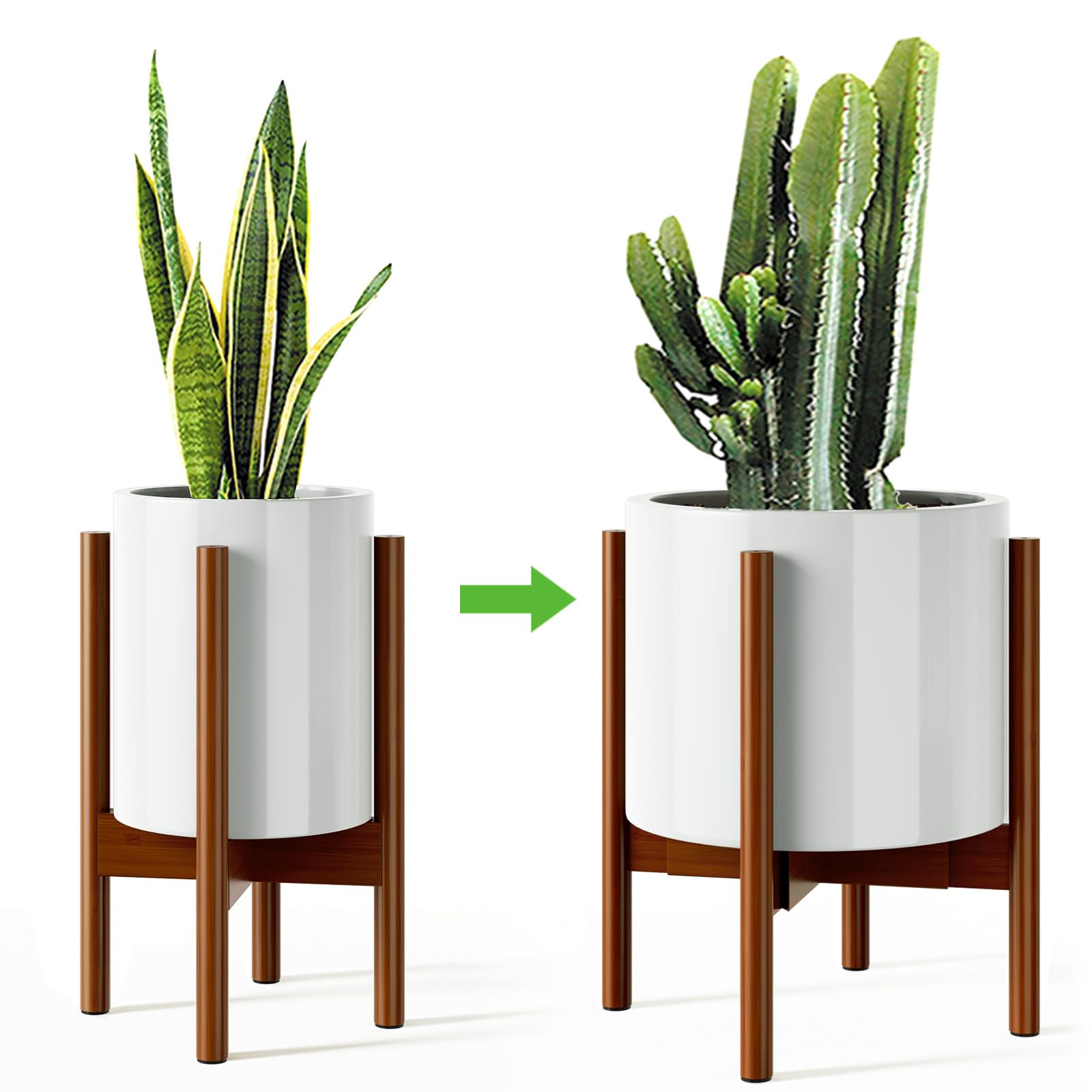 Adjustable Plant Stand Indoor, Bamboo Plant Stand 8 to 12 Inches