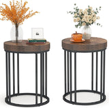 Round End Table, Industrial Side Table Small Accent Table, Metal Circle C Table