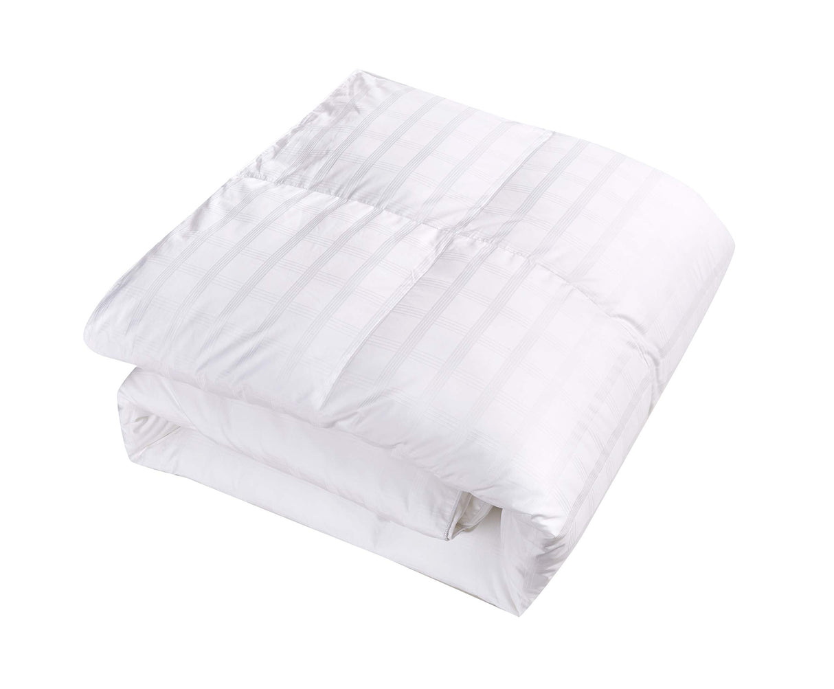 Blue Ridge Home Fashions Luxury 600 Thread Count Windowpane Pattern Oversize Down Alternative Comforter - Hypoallergenic Polyester Fill, King, White