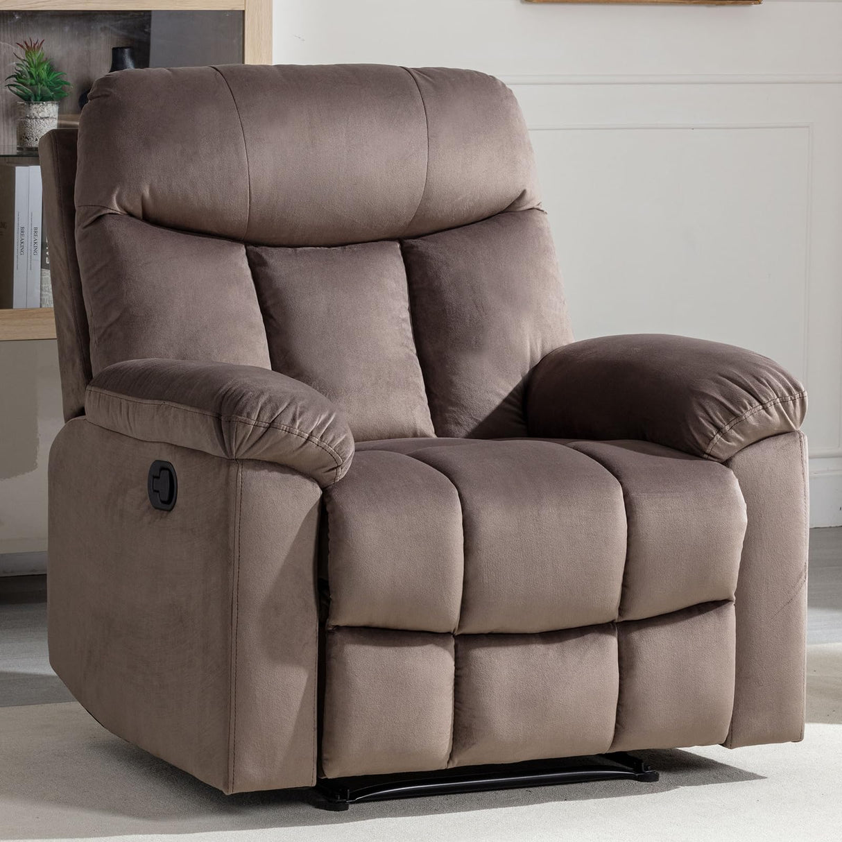 Manual Recliner Chairs, Soft Fabric Reclining Chair with Overstuffed Arm and Back,