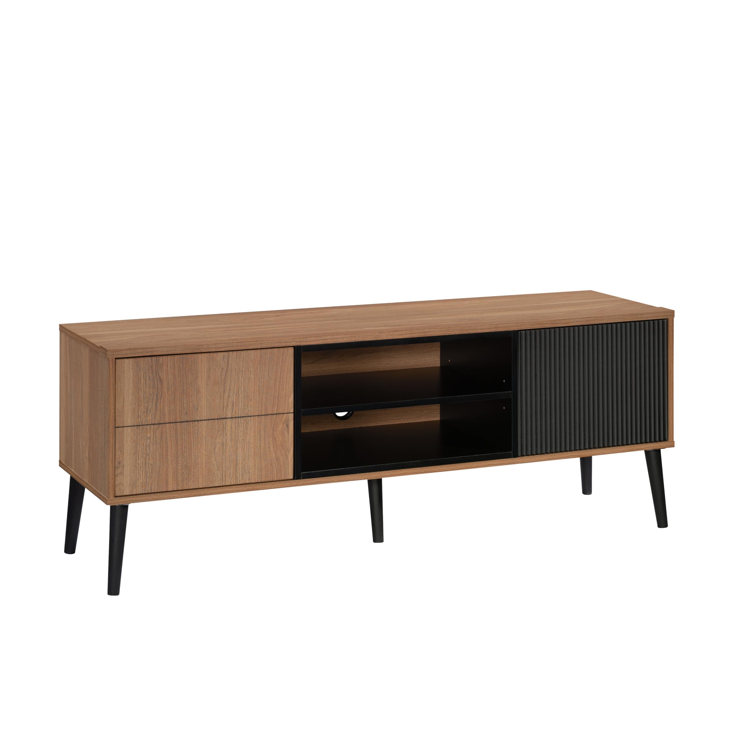Ambleside Modern TV Credenza, L: 55.91" x W: 15.67" x H: 20.87", Serene Walnut