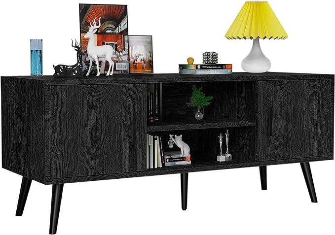 Mid-Century Modern 45" TV Stand with 2 Side Doors Entertainment Center Console