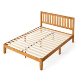 Alexia Wood Platform Bed Frame with headboard, Solid Wood Foundation with Wood Slat