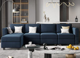 Modular Sectional Sofa Couch with Reversible Chaise Velvet L Shaped Storage 4-seat Convertible Blue…