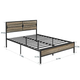 Full Size Platform Bed Frame with Wood Headboard/Mattress Foundation/Premium Steel Slats Support/