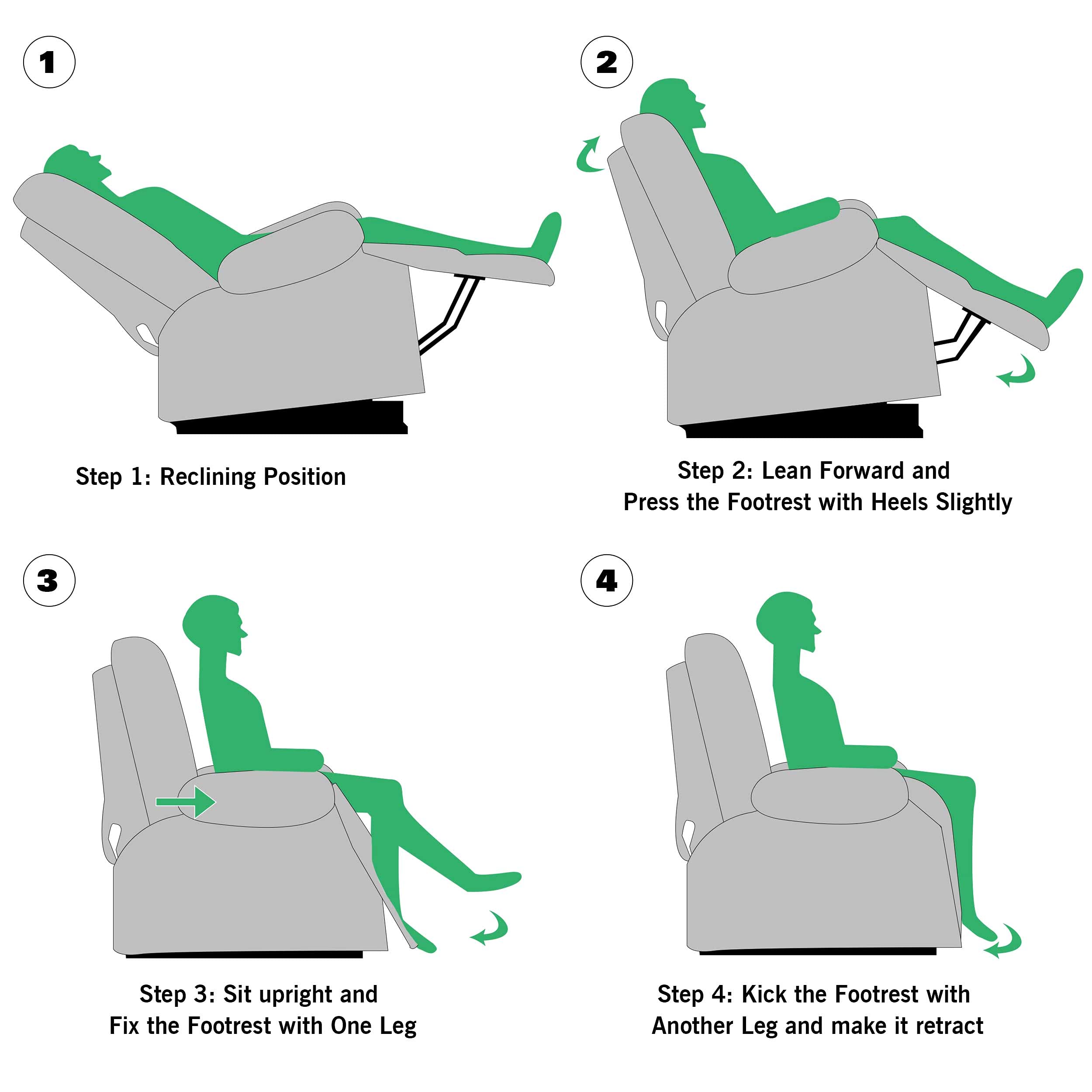 RelaxGlide Silver Manual Swivel Rocker Recliner Chair with Wing Back Design