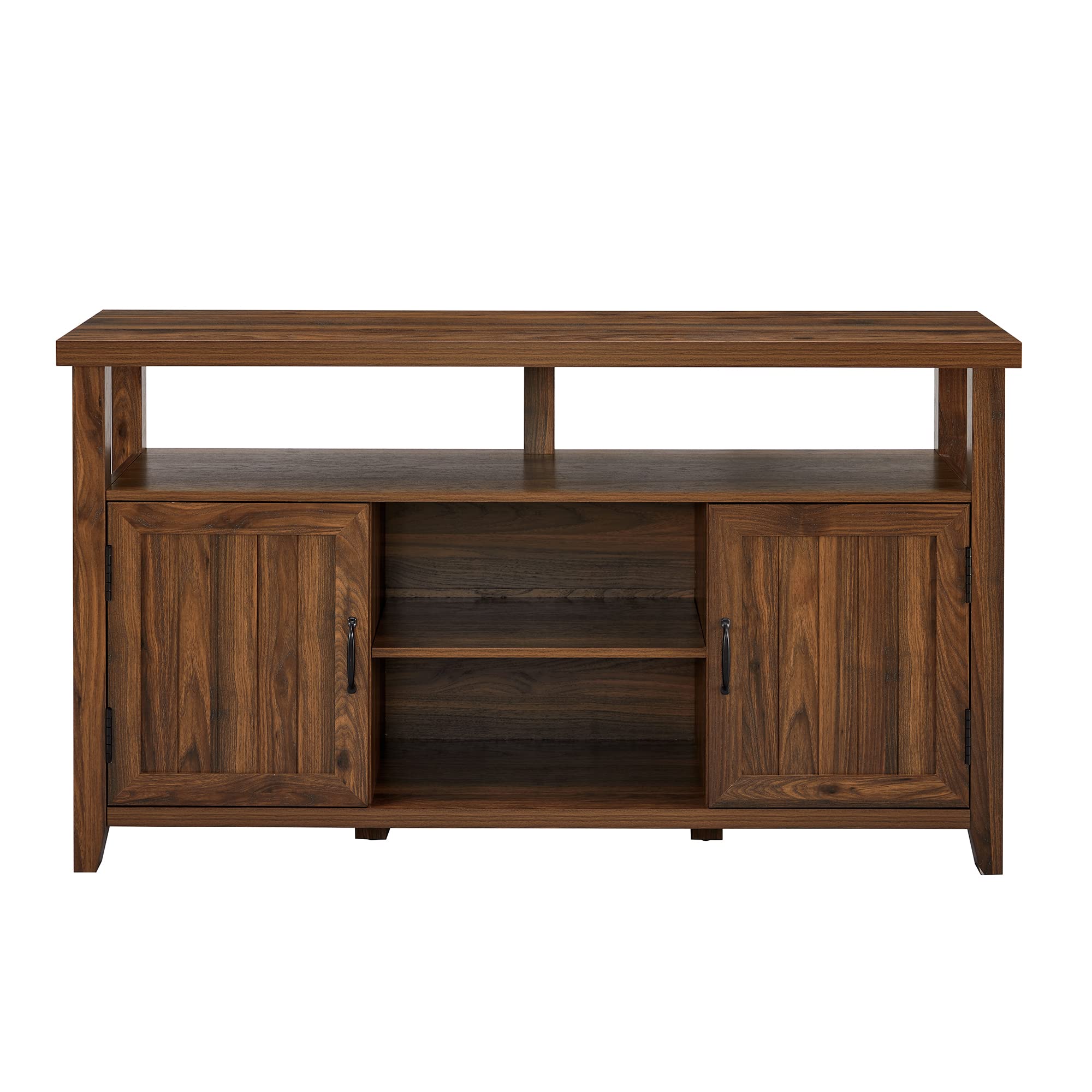 Kent Modern Rustic Grooved Door Tall TV Stand for TVs up to 65 Inches 58 Inch Dark