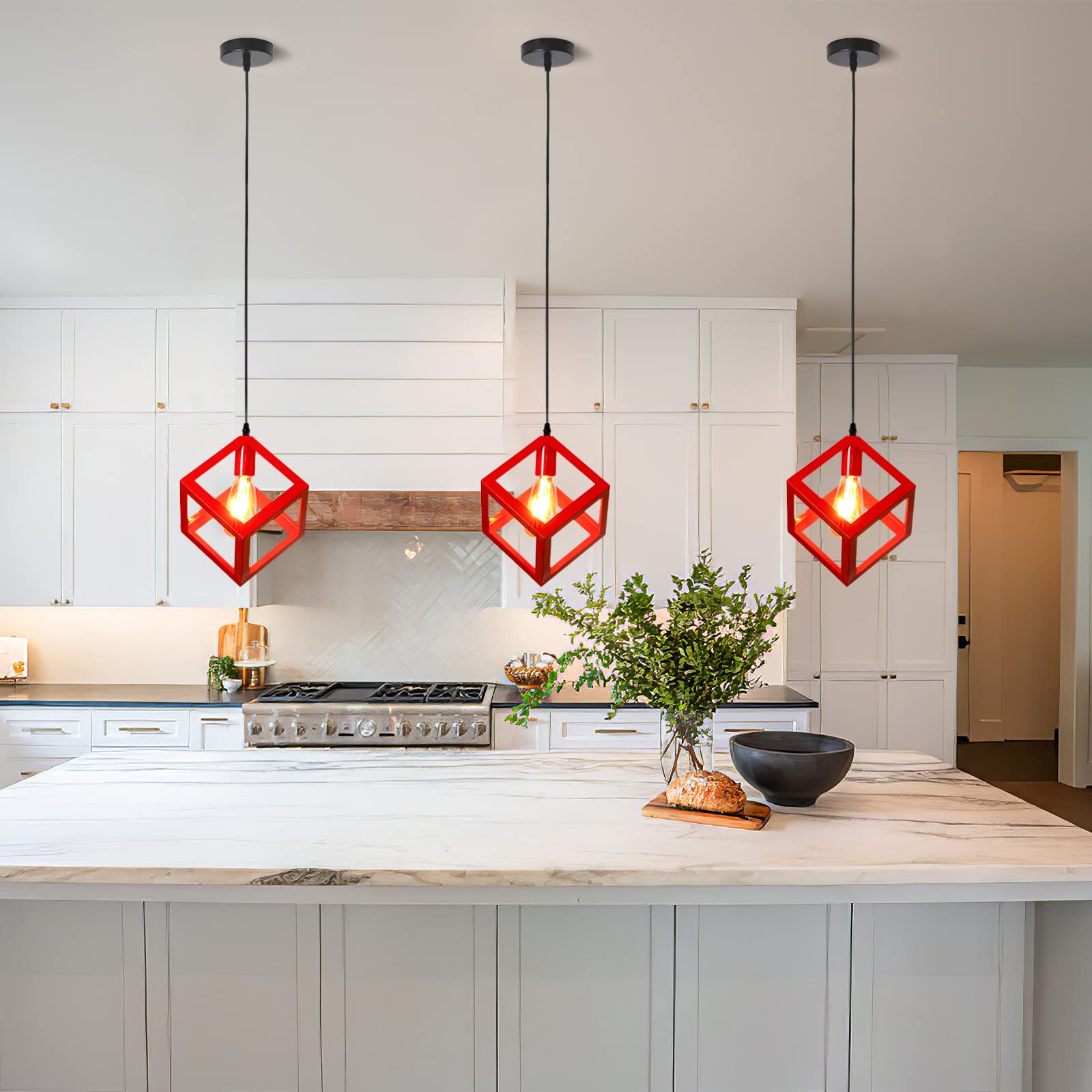 Retro Cage Pendant Light Industrial Cube Metal Pendant Lights Accessory Ceiling E27