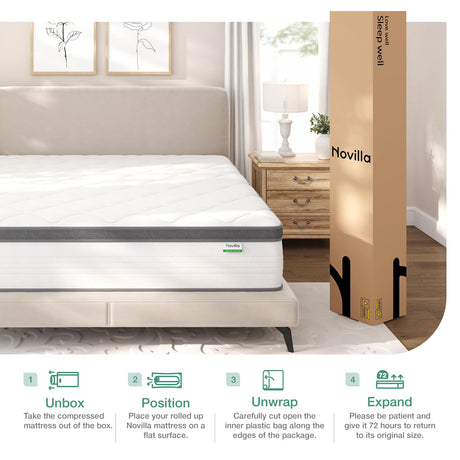 Full Size Mattress, 10 Inch Full Hybrid Mattress in a Box, Pocket Innerspring Mattress Full