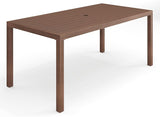Bedford 70" Indoor-Outdoor Aluminum Patio Table with Umbrella Hole and Brushed