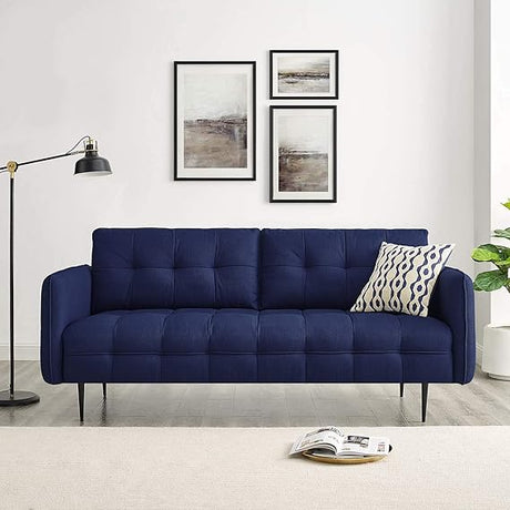 Cameron Tufted Performance Velvet Sofa in Sea Blue