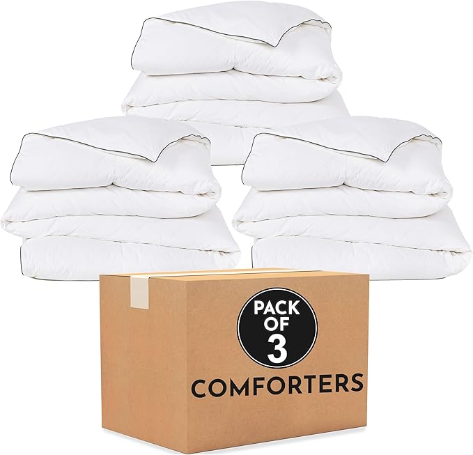 Natural White Down Cluster Waterfowl Feather Comforter Queen Size - Soft & Fluffy All-Season 46 OZ