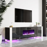 Fireplace TV Stand with 36" Fireplace, 70" Modern High Gloss Entertainment