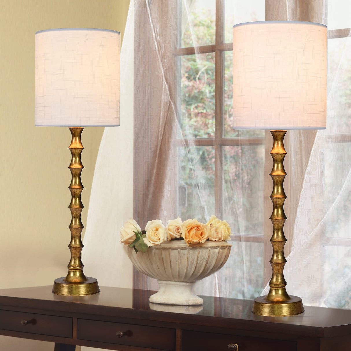 30.5" Buffet Lamps Set of 2 for Living Room, Buffet Lamps for Dining Room, Gold Lamps