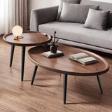 Nesting Coffee Table, Walnut Wood Side Table, Unique MCM Mid Century Small End Table