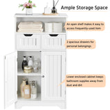 Bathroom Storage Cabinet with 2 Drawers & Adjustable Shelf, 2 Doors Bathroom Floor