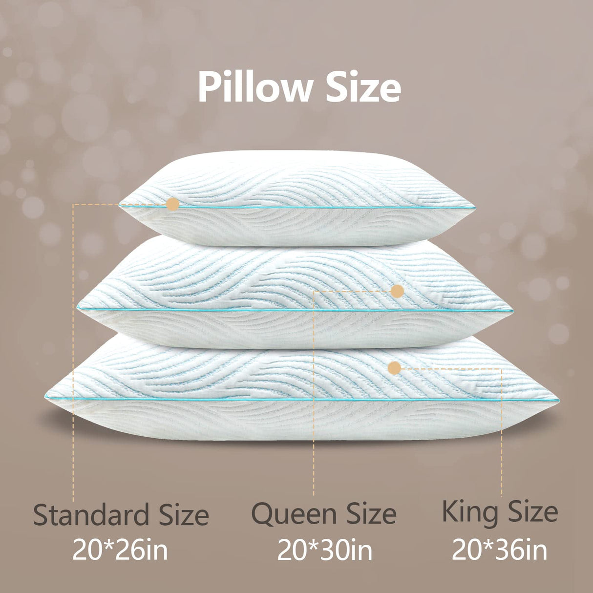 Pillows Queen Size Set of 2 Cooling Memory Foam Pillows for Sleeping Adjustable Firm