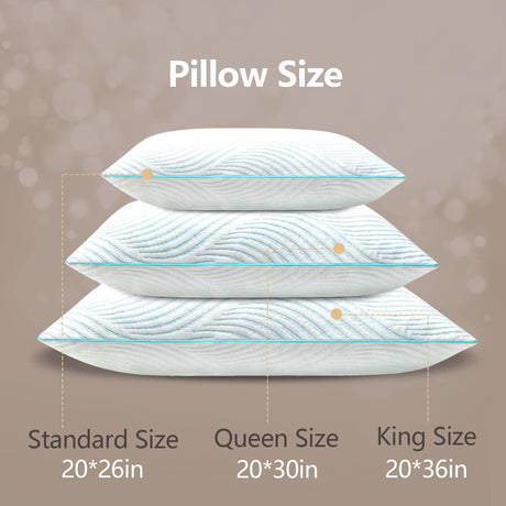 Pillows Queen Size Set of 2 Cooling Memory Foam Pillows for Sleeping Adjustable Firm