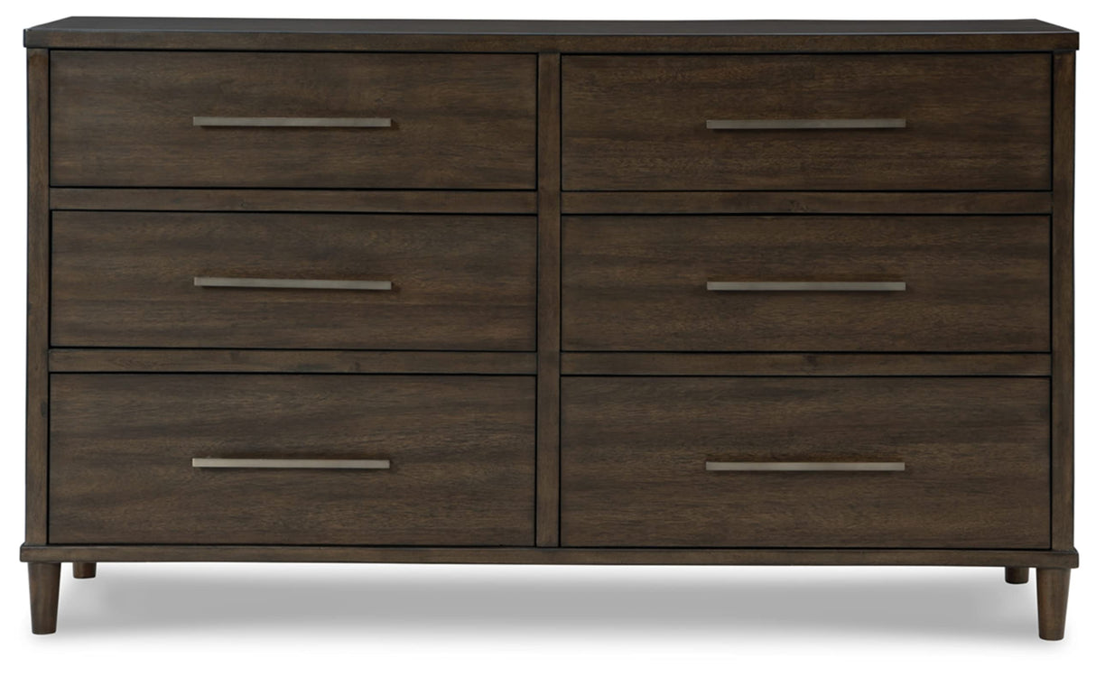 Design by Ashley Wittland Mid-Century Modern 6 Drawer Dresser, Dark Brown