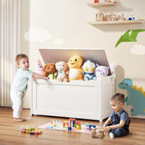 Wooden Toy Chest for Kids, Toddler Toy Storage Box with Flip-Top Lid and Safety Hinge,