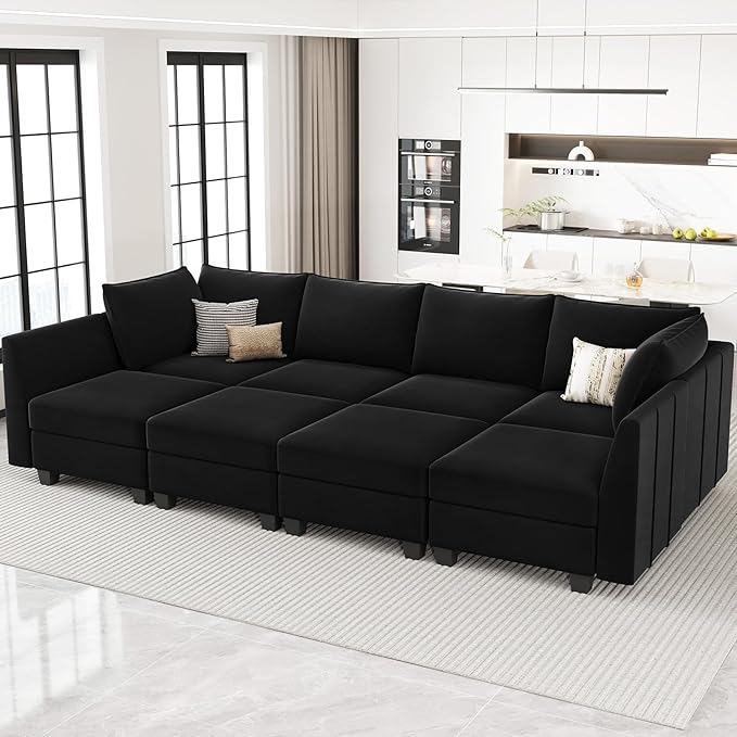 Large Modular Sectional Couch Sleeper Sofa Bed with Storage Velvet Sectional Couch