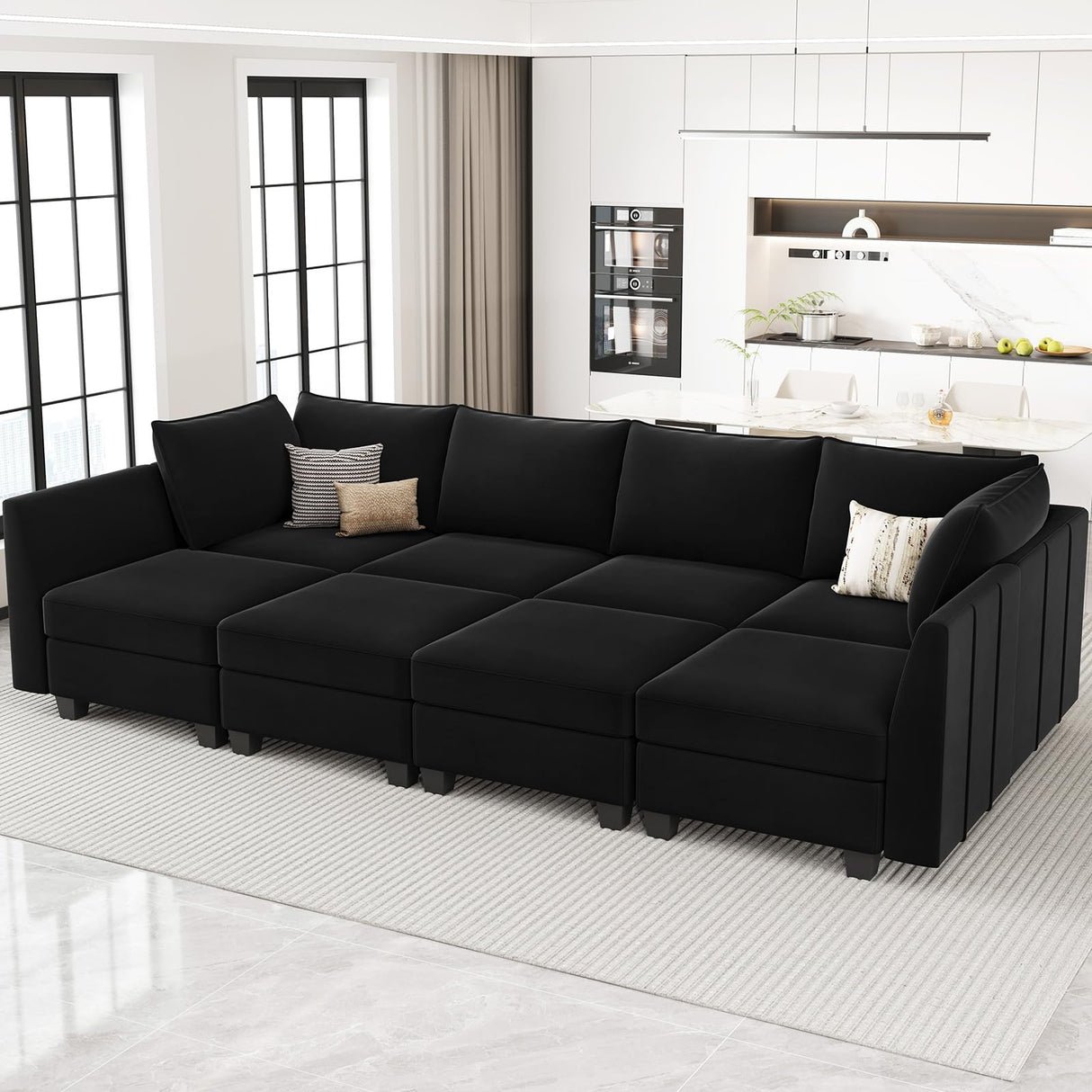 Modular Sleeper Sofa Velvet Sectional Couch with Storage 8 Seats Sectional