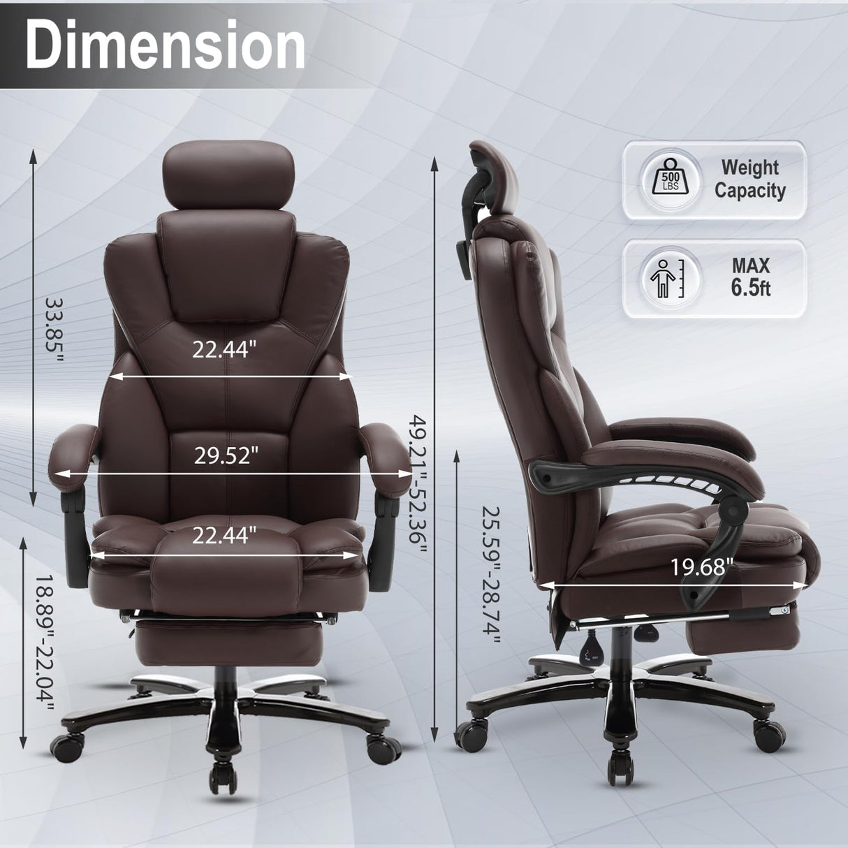 High Back 400lbs Big and Tall Reclining Executive Office Chairs with Footrest Headrest,