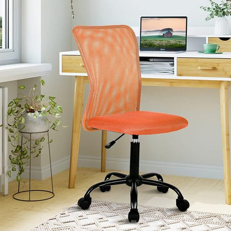 Small Office Chair, Armless Desk Chair with Wheels, Ergonomic Computer Chair