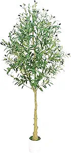 6ft Olive Tree, Olive Plant Artificial Indoor with 1296 Dense Leaves & 72 High-Simulated