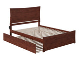 Metro Queen Bed with Matching Footboard and Twin Extra Long Trundle in Walnut