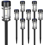 Solar Pathway Lights, 8 Pack LED Solar Lights Outdoor Waterproof, Glass Solar Garden