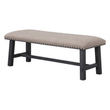 Home Furnishings Callen Bench with Antique Bronze Nailhead Trim, Antique Grey Frame