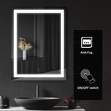 LED Bathroom Mirror Wall Mount Vanity Make Up Mirror with Dimmable Touch Switch