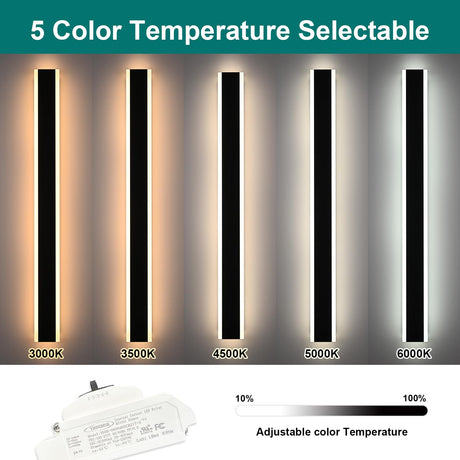 QueeuQ 2 Pack Black Outdoor Wall Light,60 inch Long Outdoor Modern LED Wall Sconce, Waterproof IP65 LED Wall Mount Lighting Fixture for House Living Room Corridor Porch Patio Garage