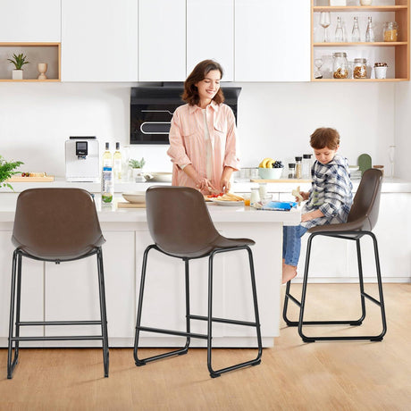 TOPRTV Bar Stools Set of 4, Counter Height Barstools with Soft Back and Metal Legs