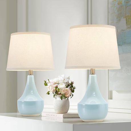 Table Lamp Set of 2, 18.63” Ceramic Table Lamp Classic Beside Lamps Nightstand